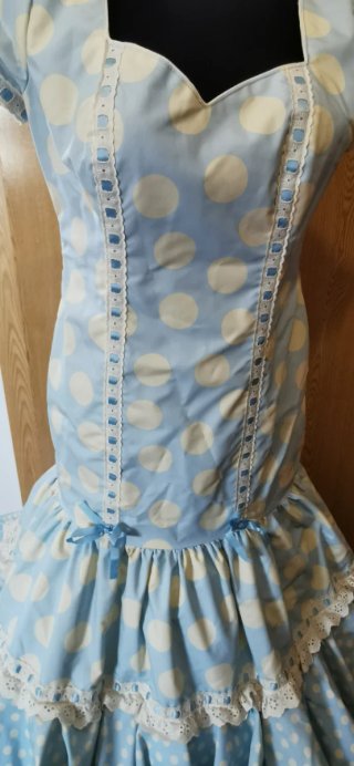 Vestido Flamenca Lunares Azul