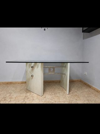 Mesa de comedor cristal y madera
