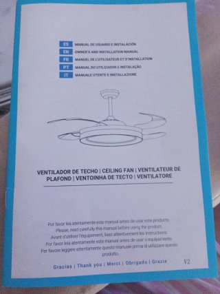 Ventilador de techo con luz  retráctil y mando