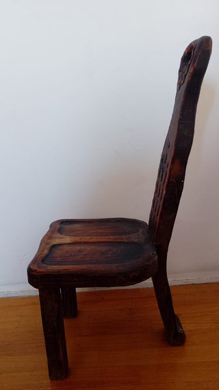 Sedia antica da caminetto in legno massello 1900