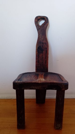 Sedia antica da caminetto in legno massello 1900
