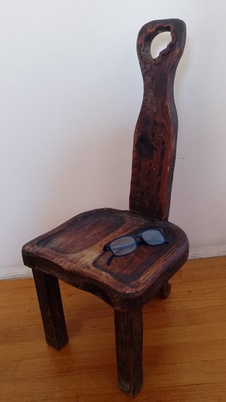Sedia antica da caminetto in legno massello 1900