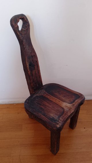 Sedia antica da caminetto in legno massello 1900
