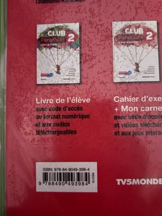 Club Parachute 2, méthode de français Livre de ...