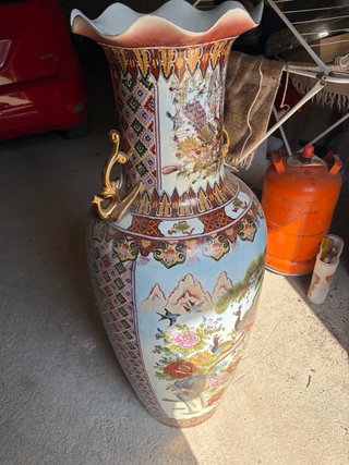 Jarrón Chino Cerámica Porcelana Dorado