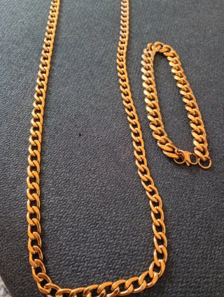 Conjunto Cadena y Pulsera Oro 18k Laminado