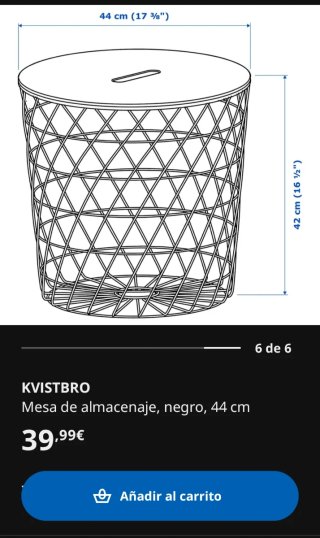 Cesto de almacenaje metálico negro