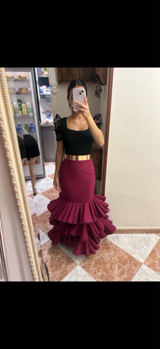Falda flamenca feria rosa y blanca