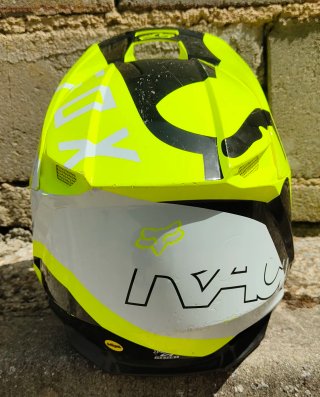Casco FOX V1 Skew Fluo Yellow NIÑO  TALLA YL