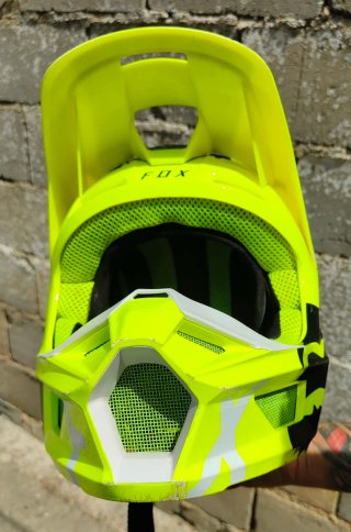 Casco FOX V1 Skew Fluo Yellow NIÑO  TALLA YL