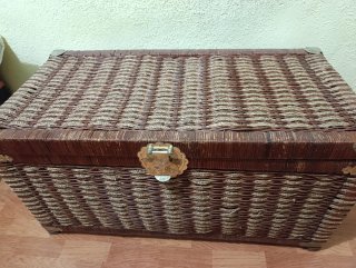 Baúl Ratan Latón Chinoiserie Años 70