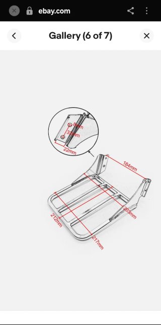 Portabultos para moto - Medidas en foto