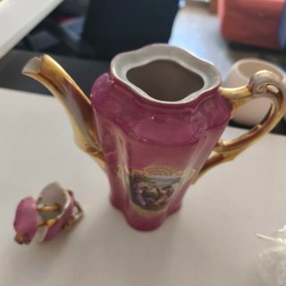 Juego café porcelana rosa vintage