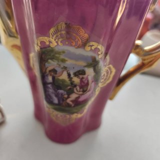 Juego café porcelana rosa vintage