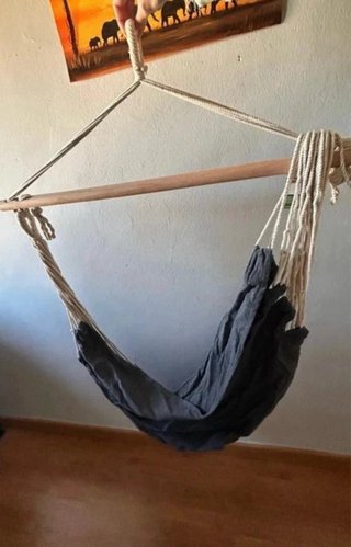 Silla Hamaca Colgante Tela Madera Nueva