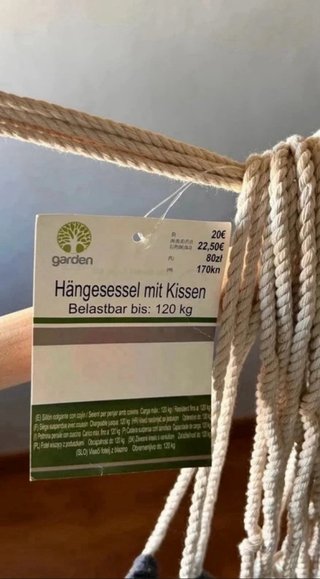Silla Hamaca Colgante Tela Madera Nueva