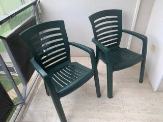 2 Sillas y 2 tumbonas de Jardín Apilables Verdes