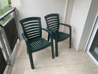 2 Sillas y 2 tumbonas de Jardín Apilables Verdes