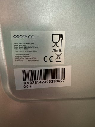 Horno Cecotec Bake&Toast 3090