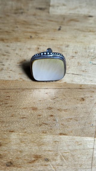 Anillo de plata 925 con nácar de talla cuadrada XL