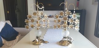 Lámpara de techo y apliques dorados