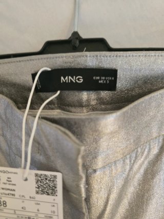 Pantalón Mango Flare Metalizado Talla 38