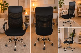 Silla de Oficina Ergonómica Negra Malla