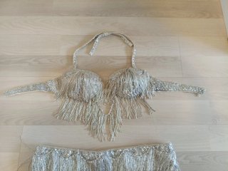 Traje Danza Oriental Egipto Plata. Talla 38-40
