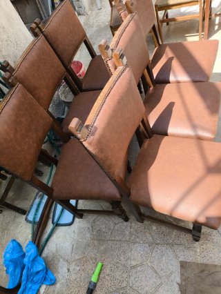 6 Sillas de Comedor Madera y Piel