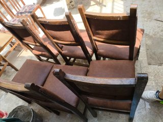 6 Sillas de Comedor Madera y Piel