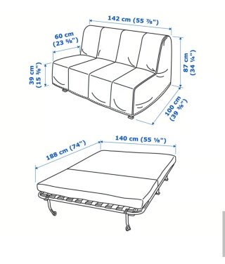 Sofá Cama Gris Tela