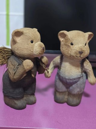 2 Ositos Decorativos papel maché