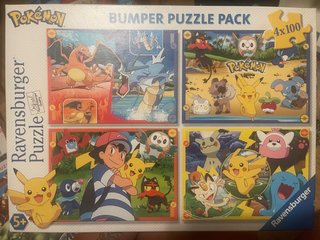 Pack 4 Puzzles Pokémon Ravensburger 100 Piezas