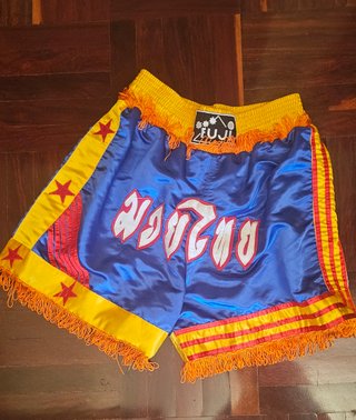 Pantalones Muay Thai Fuji Azul/Amarillo