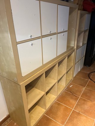 3 estanterias  IKEA KALLAX, madera Haya y blanco
