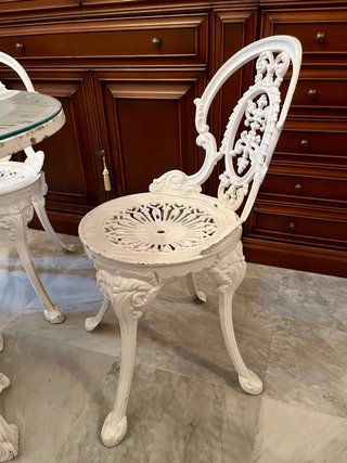 Mesa y 2 Sillas Jardín Metal y Cristal