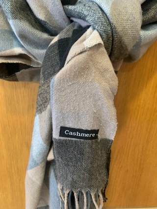 Chal Cuadros Invierno Mujer Beige Gris