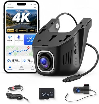 Cámara Dash Cam 4K Delantera y Trasera
