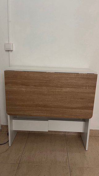 Mesa plegable extensible madera y blanca