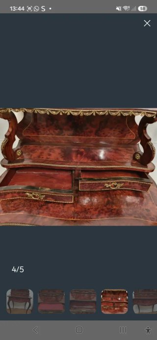Escritorio antiguo madera y bronce