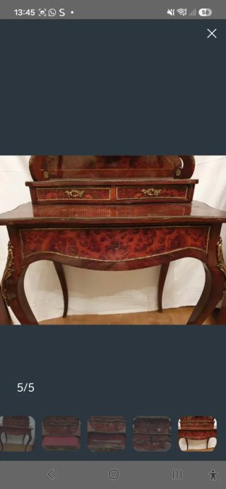 Escritorio antiguo madera y bronce