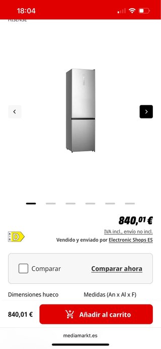 Nevera Hisense plateada