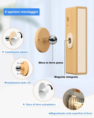 Lámpara LED Madera Recargable