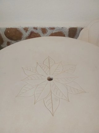 Conjunto mesa y 5 sillas de jardín piedra