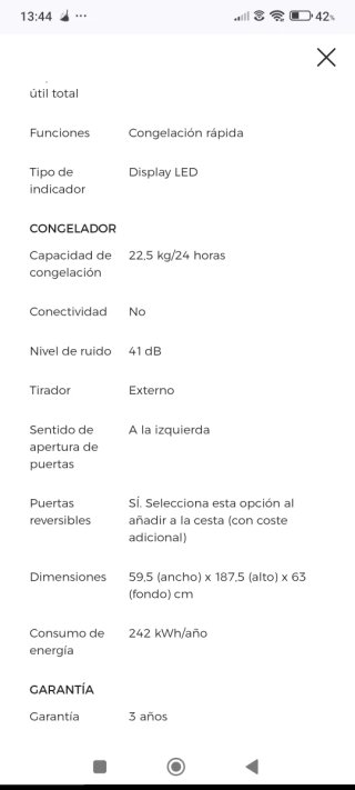 Nevera Indesit Vertical No Frost