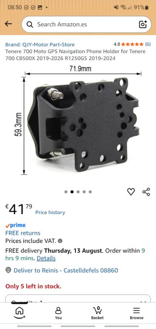 Soporte Móvil/GPS Negro - Yamaha Tenere