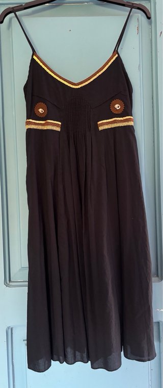 Abito nero cotone con dettagli oro
