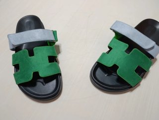 Sandalias Hermes Verde y azul cielo