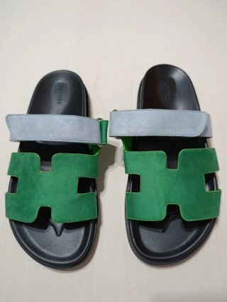 Sandalias Hermes Verde y azul cielo