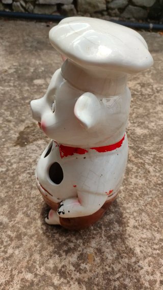 Cerámica Cerdito Chef Antiguo